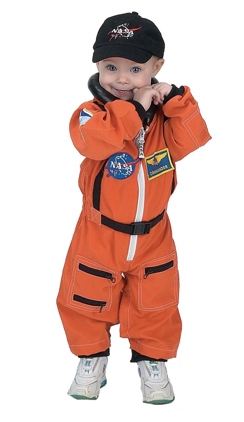 Aeromax Jr. Astronaut Suit with Embroidered Cap and NASA patches, ORANGE, Size 12/14 - Image 1